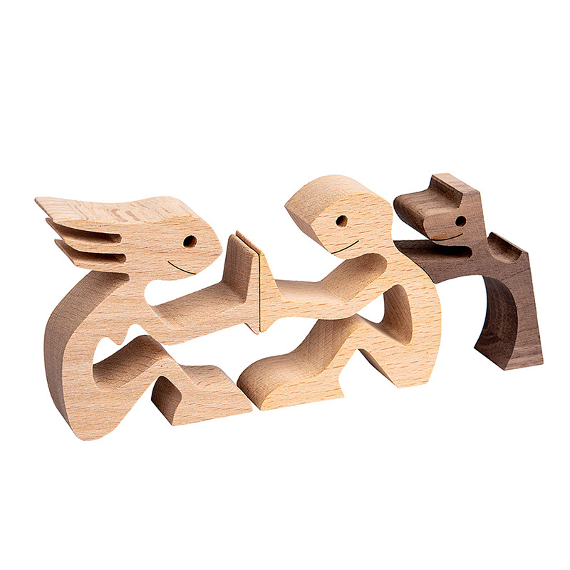 Hot sale home decoration creative dog and man wooden crafts