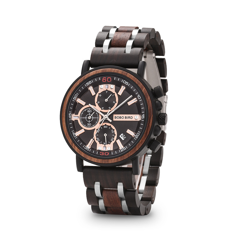 New Release Watches Men Brown Wrist Wooden Watch BOBO BIRD S18 Multiple Time Zone Men Watches