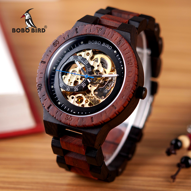 BOBO BIRD Oversize Big Dial Automatic mechanical watch Luxury Wood men watches with custom logo