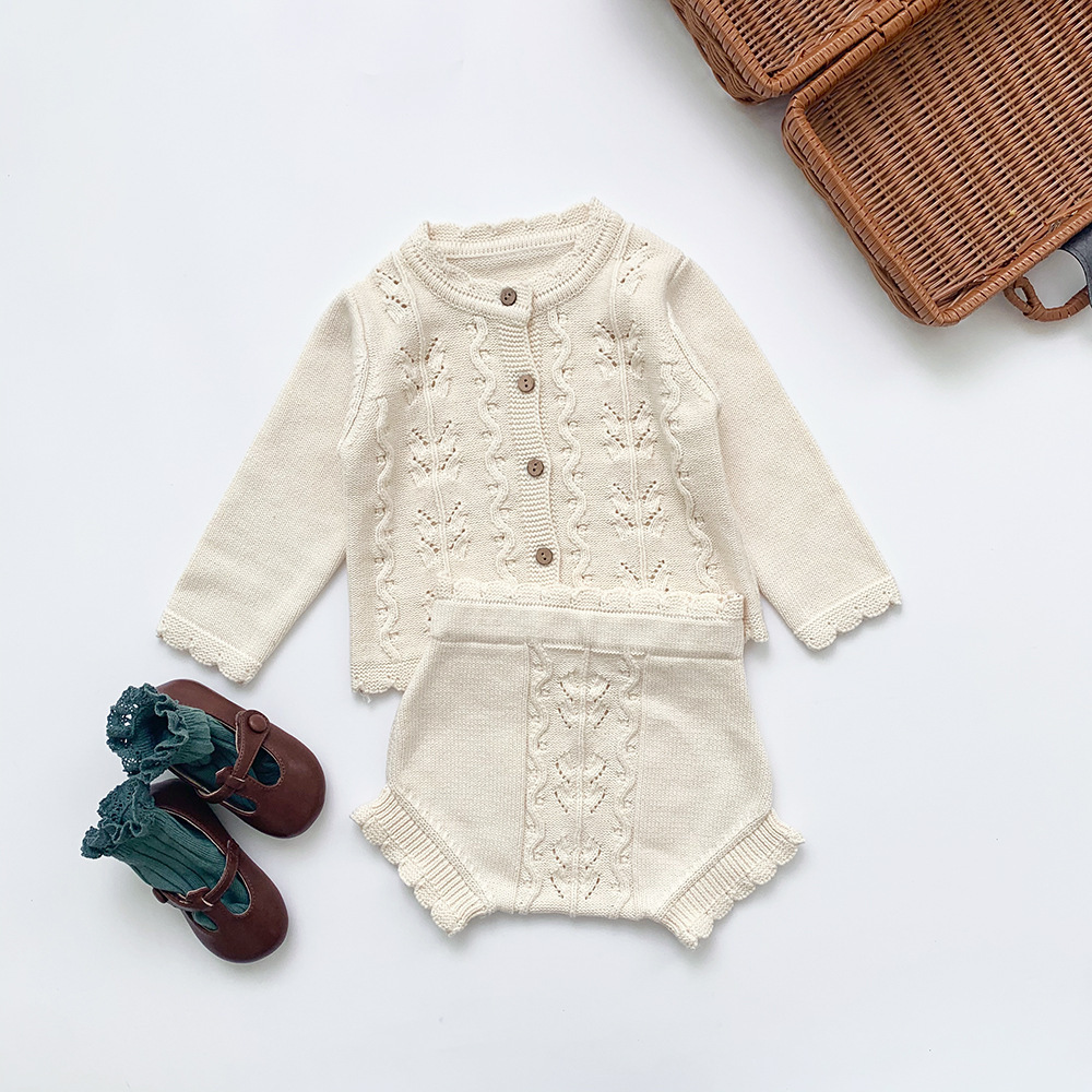 Latest New Design Crochet Sweater Clothing Toddler Girls Plain Outfits Knitted Sets Baby Sweater Winter Clothes