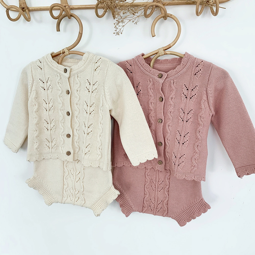 Latest New Design Crochet Sweater Clothing Toddler Girls Plain Outfits Knitted Sets Baby Sweater Winter Clothes