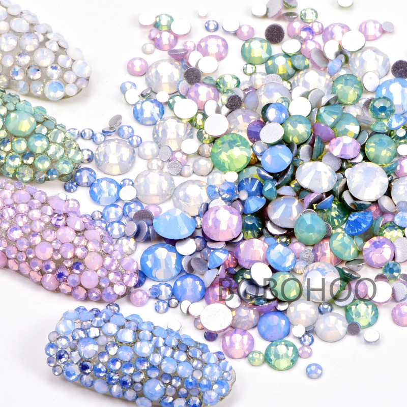 BOBOHOO Popular Glass Opal Series ss3-ss30 Flatback Crystal Rhinestones For Clothing Fabric