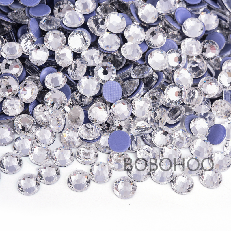 BOBOHOO Round ss3-ss50 Cold Strong Glue Crystal AB Stones Glass Hot Fix Rhinestone For Dance Dress