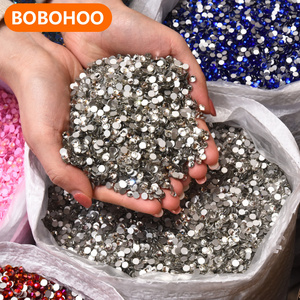 BOBOHOO Wholesale SS3-SS30 Normal Faceted Flat Back Round Glass Stones Crystal Rhinestones For Clothes