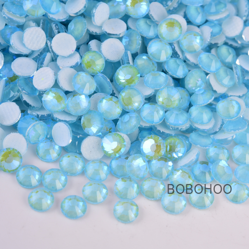 BOBOHOO New Colors Hotfix Rhinestone Sparkle Series SS6 SS10 SS16 Glass Flat back Hot Fix Rhinestones for Dress