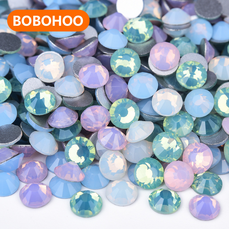 BOBOHOO Popular Glass Opal Series ss3-ss30 Flatback Crystal Rhinestones For Clothing Fabric