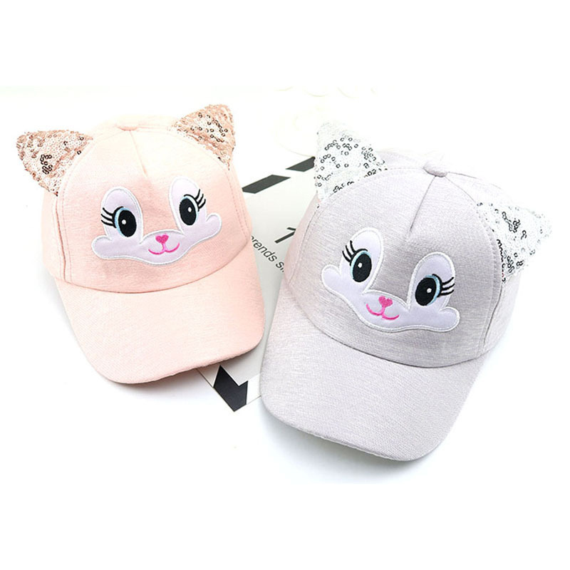 Fitspi Wholesale Baby Hat Cartoon Child Korean Cat Ears Cotton Baseball Caps Spring Summer Baby Boy Girl Hats Beanies