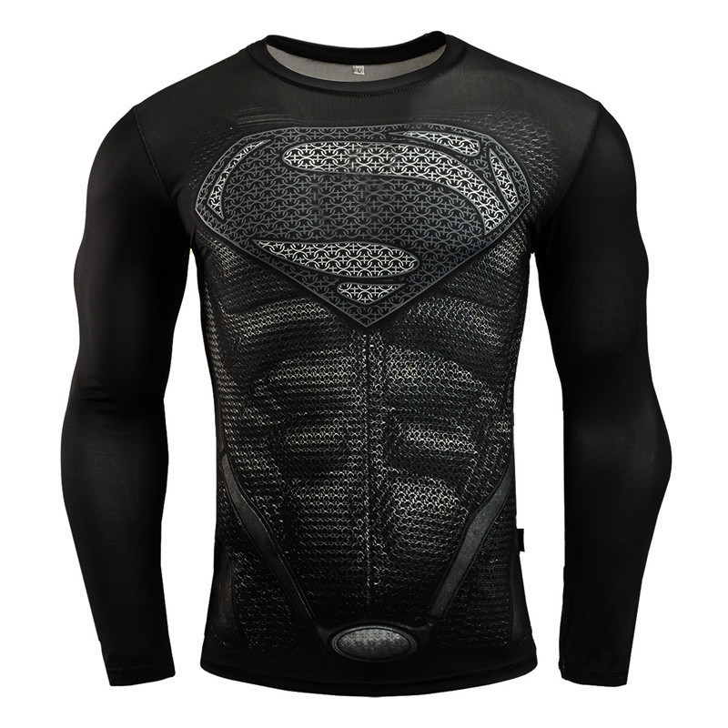 Fitspi Long Sleeve Sport Shirt Men Superhero 3d Compression T Shirt Quick Dry Men's Running T-shirt Gym Fitness Dropshipping