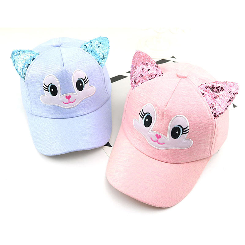 Fitspi Wholesale Baby Hat Cartoon Child Korean Cat Ears Cotton Baseball Caps Spring Summer Baby Boy Girl Hats Beanies