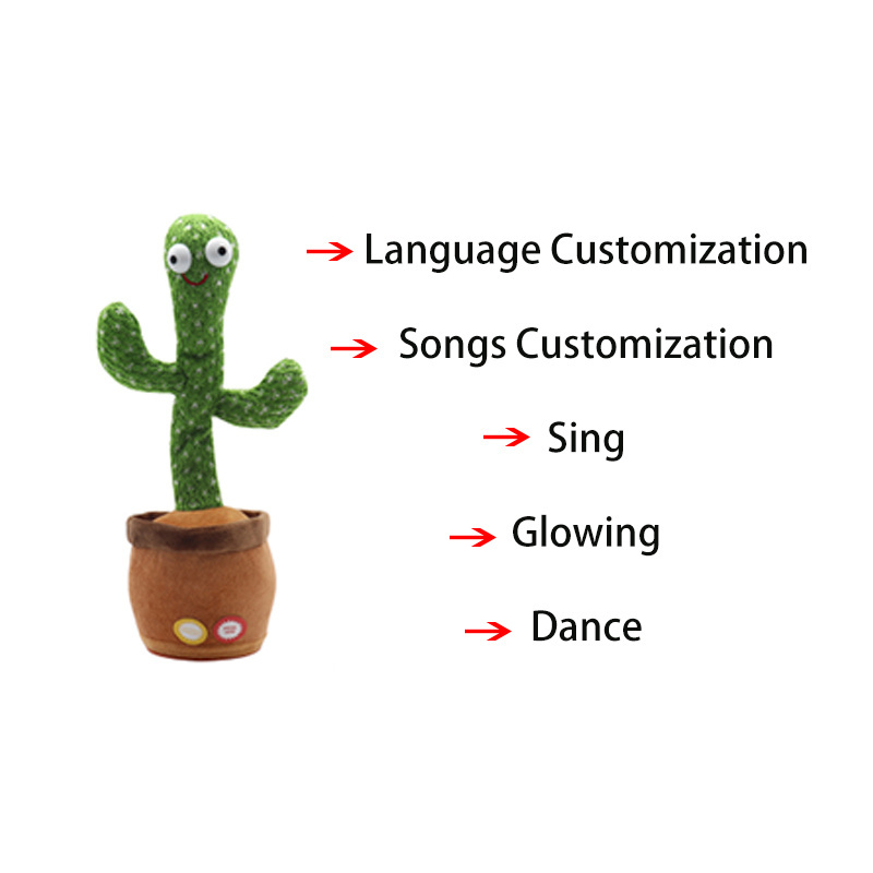 Wholesale Cute Stuffed Flower Pot Twisting cactus toy dancing and singing Dancing Cactus toy plush