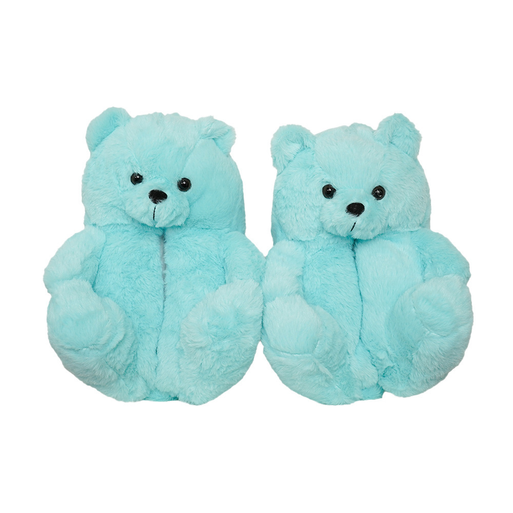 Stuffed Animal Fluffy Furry fashion Teddy  Slides Plush Teddy Bear Slippers for Men women parent-children indoor shoes