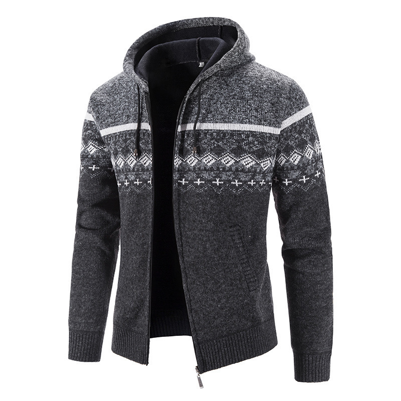 BOBOYU fall 2021 new arrivals zipper fleece sweater hoodies men hot sale Christmas knit sweater cardigan for fall and winter