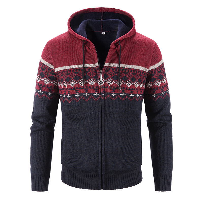 BOBOYU fall 2021 new arrivals zipper fleece sweater hoodies men hot sale Christmas knit sweater cardigan for fall and winter