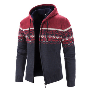 BOBOYU fall 2021 new arrivals zipper fleece sweater hoodies men hot sale Christmas knit sweater cardigan for fall and winter