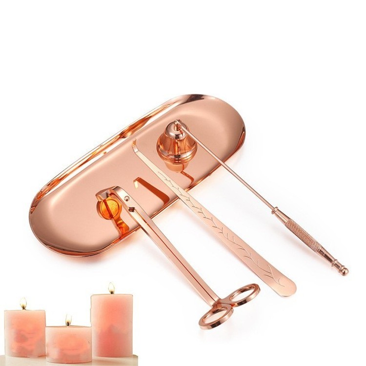 Wholesale Rose Gold Candle Care Sets Includes Stainless Steel Wick Trimmer Cutter Snuffer DIY and Industrial Grade