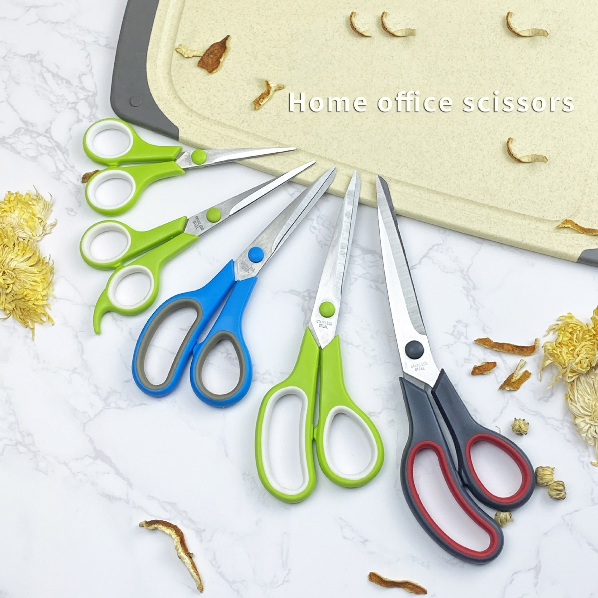 Stainless Steel 8inch Office Scissors Handmade Rubber-Plastic Student Stationery Paper-Cut Shears