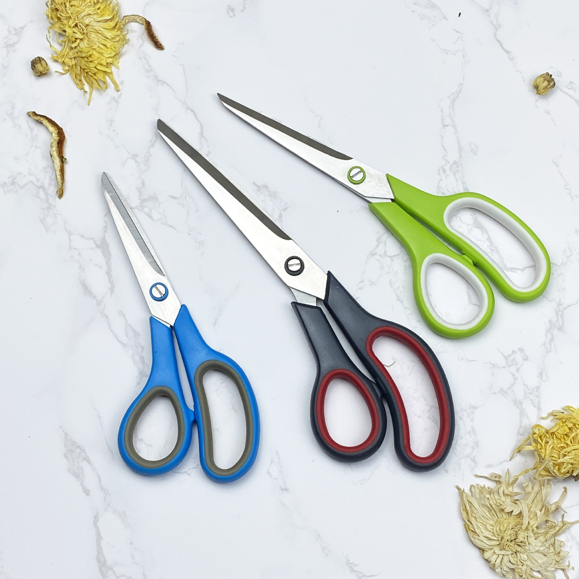 Stainless Steel 8inch Office Scissors Handmade Rubber-Plastic Student Stationery Paper-Cut Shears