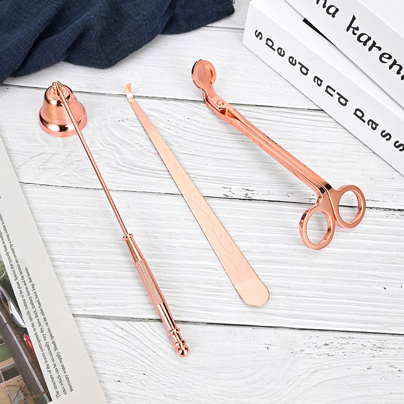 Wholesale Rose Gold Candle Care Sets Includes Stainless Steel Wick Trimmer Cutter Snuffer DIY and Industrial Grade