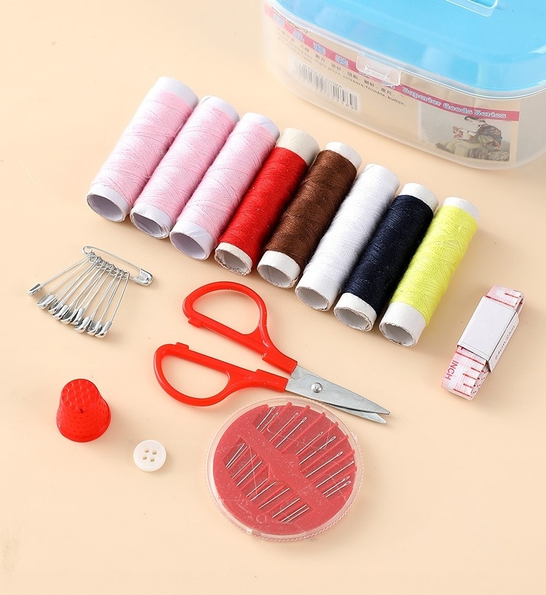 Household Sewing Kit DIY24 Set with Plastic Sewing Box and Steel Cutting Tools for Handmade Sewing