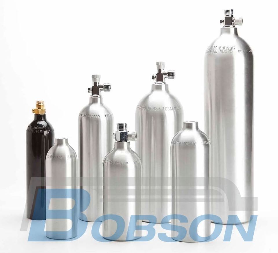 Customized ISO Standard 1800 psi 2000ml Aluminum Cylinders CO2 Air Tank  with on/off Valve