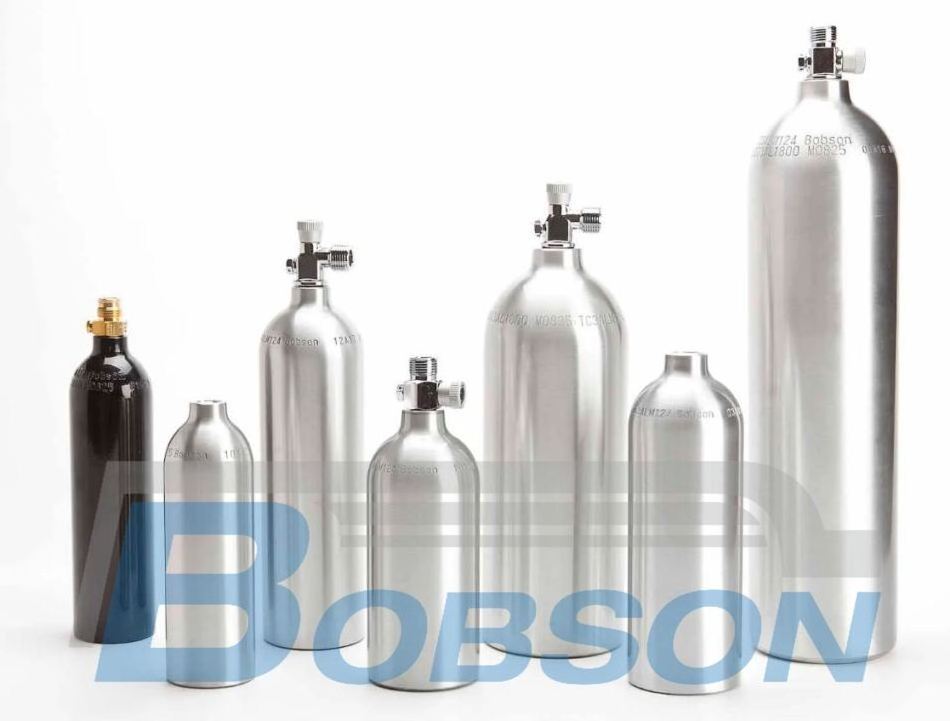 Customized ISO Standard 1800 psi 2000ml Aluminum Cylinders CO2 Air Tank  with on/off Valve