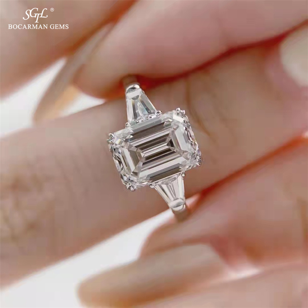 GRA Moissanite Diamond 1-5ct D GH VVS 10K14K18K gold luxury diamond Emerald cut  wedding moissanite  ring