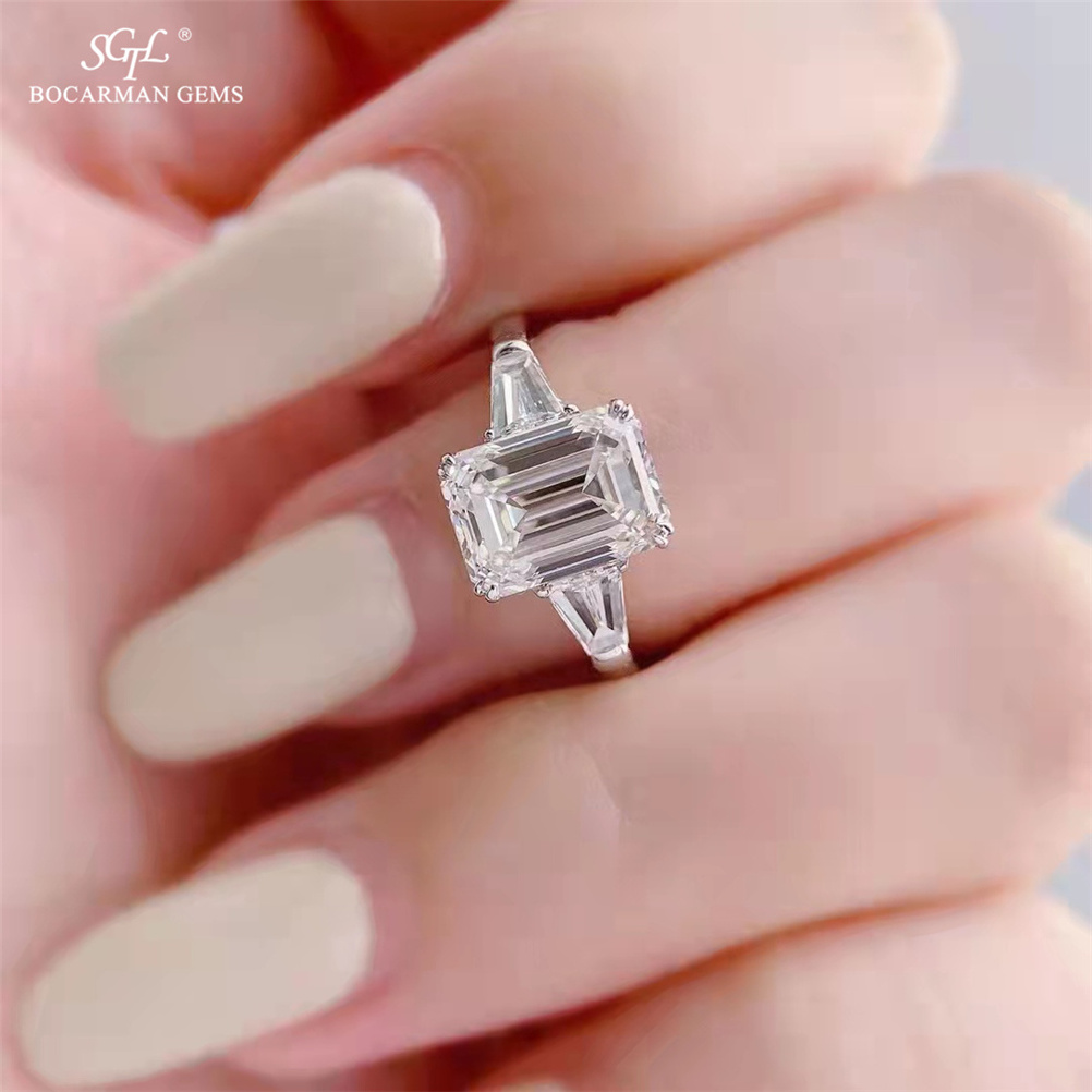 GRA Moissanite Diamond 1-5ct D GH VVS 10K14K18K gold luxury diamond Emerald cut  wedding moissanite  ring