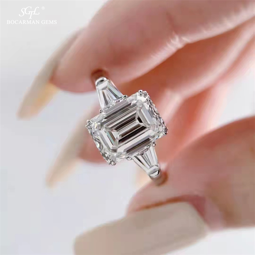 GRA Moissanite Diamond 1-5ct D GH VVS 10K14K18K gold luxury diamond Emerald cut  wedding moissanite  ring