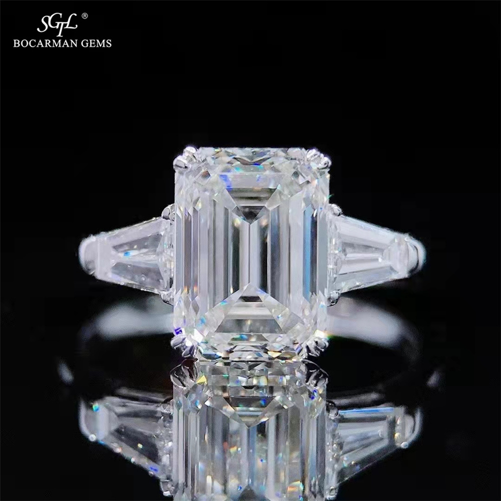 GRA Moissanite Diamond 1-5ct D GH VVS 10K14K18K gold luxury diamond Emerald cut  wedding moissanite  ring