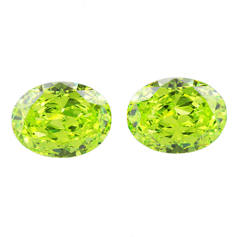 Artificial diamond synthetic diamond 8A_ light green oval high carbon diamond gemstone naked stone _ apple green egg cz