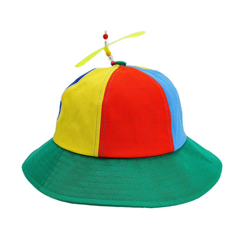 New Funny Children Adult Helicopter Propeller Bucket Hat Patchwork Colorful Family Snapback Cap Bamboo Dragonfly Baseball Cap