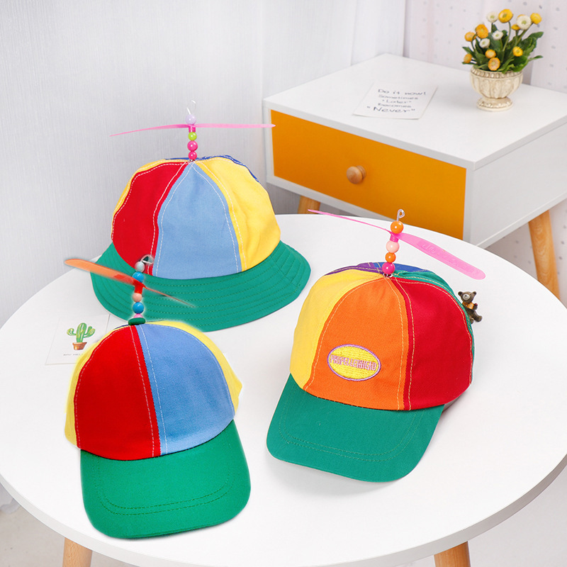 New Funny Children Adult Helicopter Propeller Bucket Hat Patchwork Colorful Family Snapback Cap Bamboo Dragonfly Baseball Cap