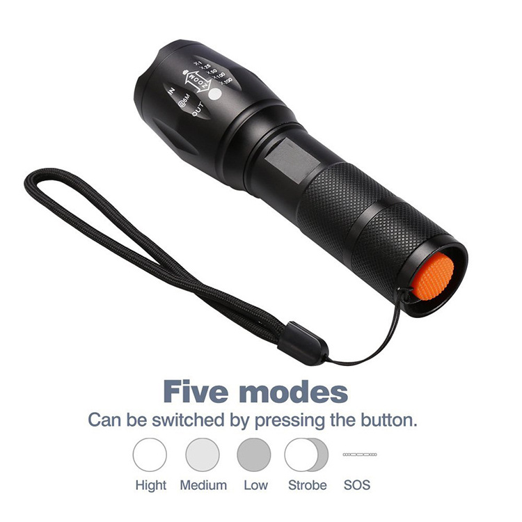 5 Modes Adjustable Focus Water Resistant Tactical Torch XML T6 LED Handheld Flashlight