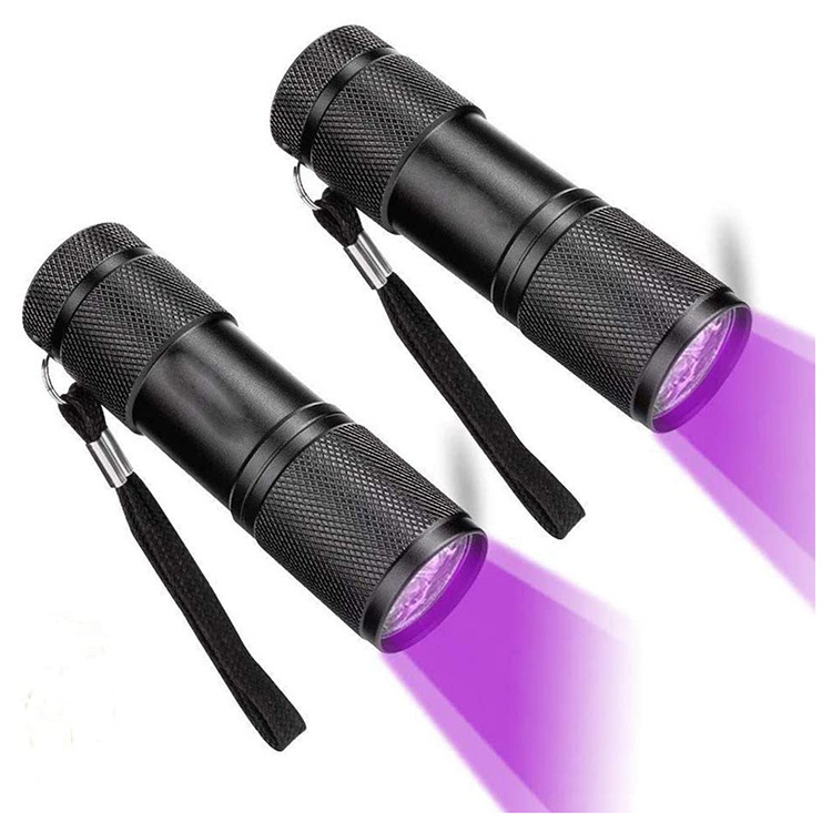 Multifunction Money Stains Detector 395nm Ultraviolet Blacklight Aluminum 9 LED UV Flashlight