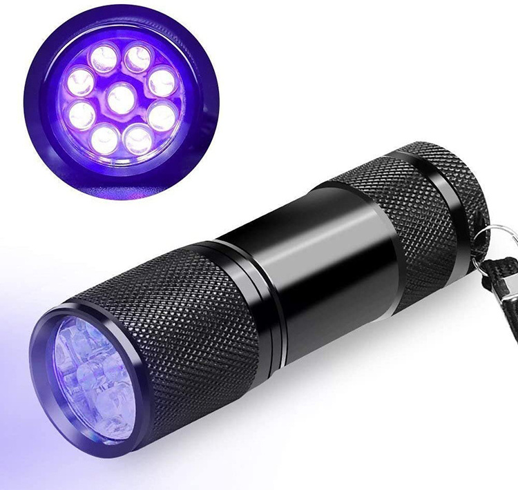 Multifunction Money Stains Detector 395nm Ultraviolet Blacklight Aluminum 9 LED UV Flashlight