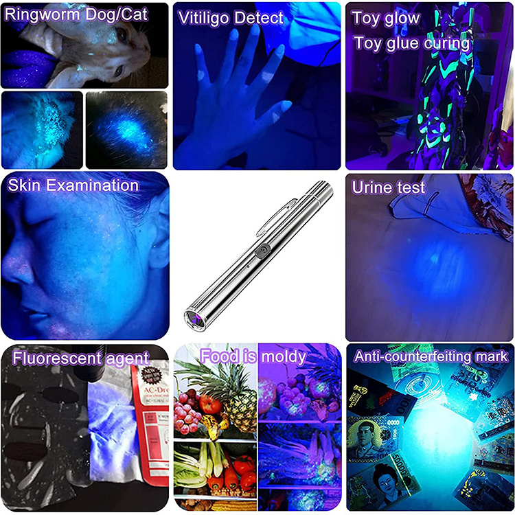 USB Rechargeable Cat Moss 365nm Ultraviolet Magnetic Pet Urine Detector Black Light UV Flashlight