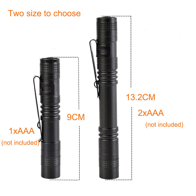 With Clip Aluminum Waterproof Tactical Mini Handheld LED Pen Light Flashlight