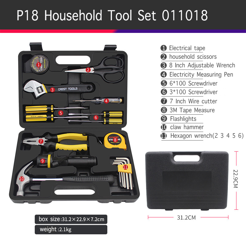 18 PCS household Mechanic repairing Tool kit Sets manual multi-function tool sets Hand Tool Box Set