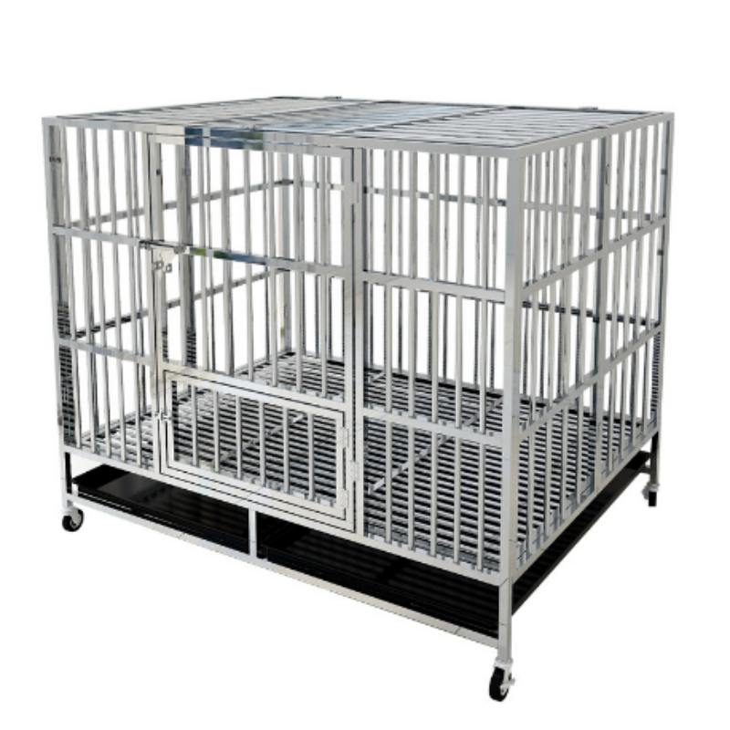 Top Quality Stackable Foldable Stainless Steel Single And Double Door Dog Cage With Wheels