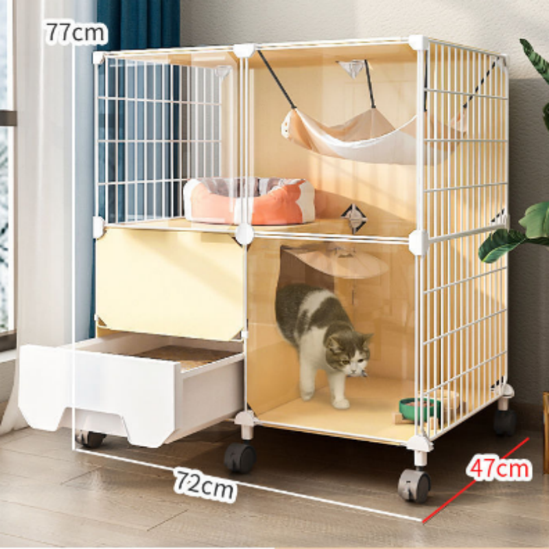 Factory High Quality Metal Iron Cat Cage With Cat Litter Box And Wheels