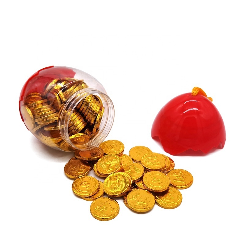 Wholesale Classic Round Chocolate Gold Coin Chocolate Candy in Surprise Egg Jar