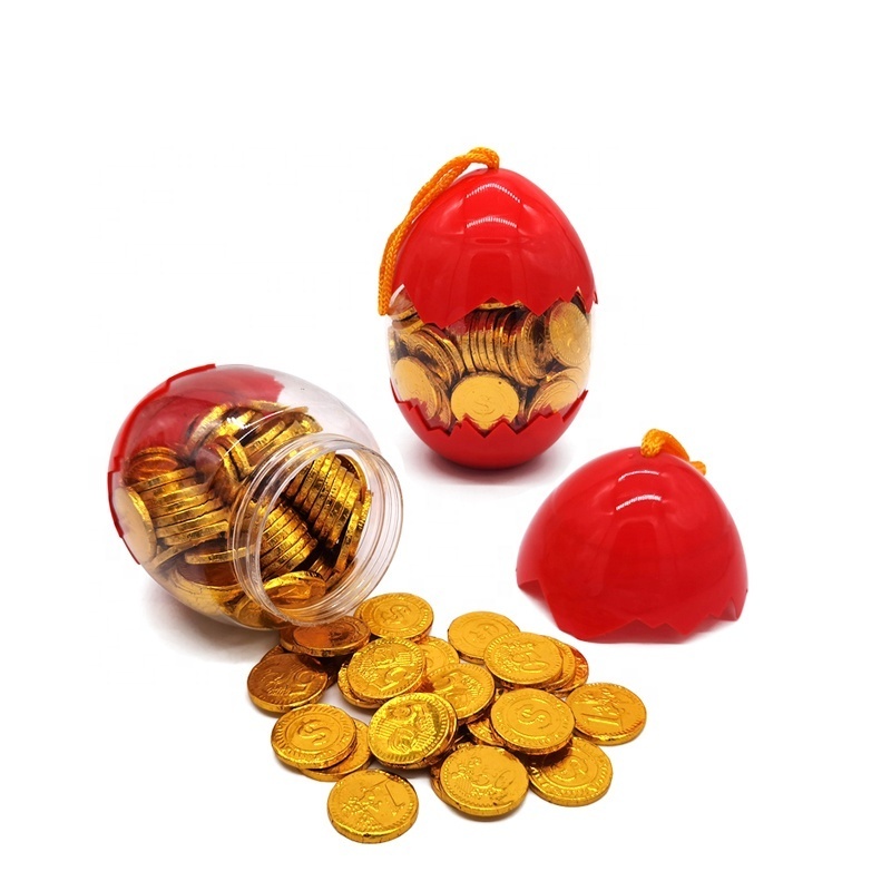 Wholesale Classic Round Chocolate Gold Coin Chocolate Candy in Surprise Egg Jar