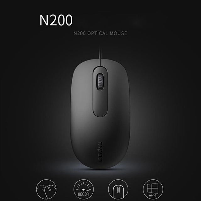 Rapoo N200 Computer Mouse Office Usb Mouse Wired with Wonderful Comfort Latop Optical Mouse Original LED 3D Shenzhen Stock 1600