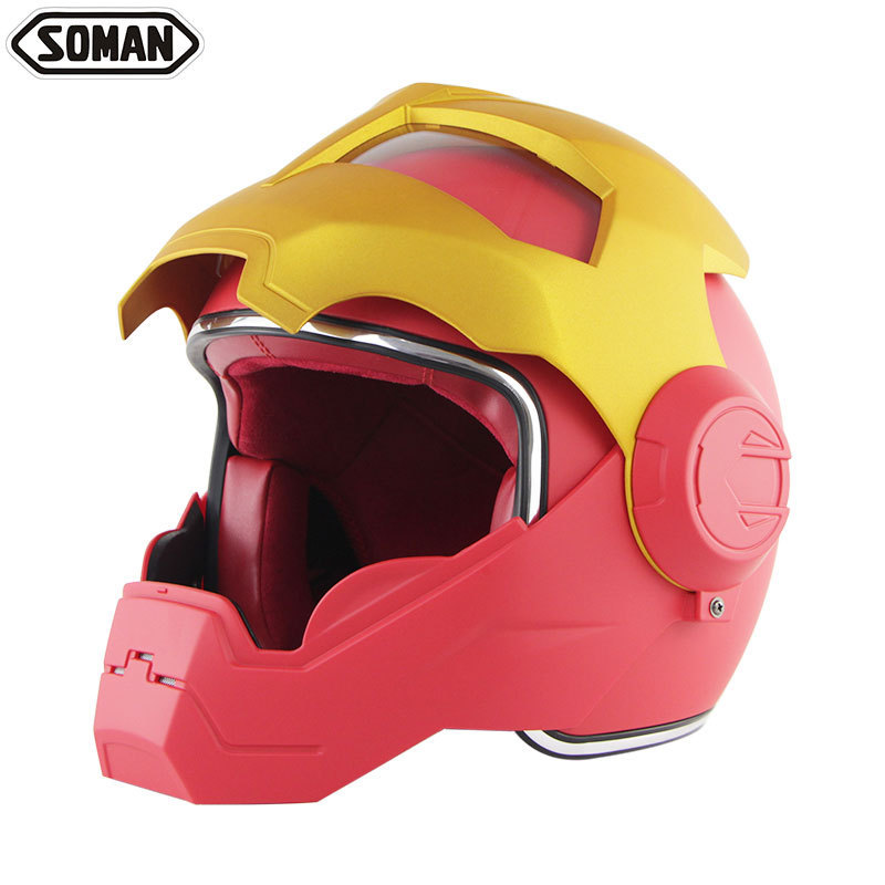 Ironman Full Face Motorcycle Helmet Flip up Verspa Street Casco Moto Cruiser Chopper Cafe Racer Capacetes