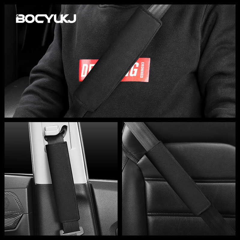 Suede Car Seat Belt Shoulder Cover Protective Pad For BMW Mercedes Audi VW MINI Tesla Toyota Hyundai Ford Interior Accessories