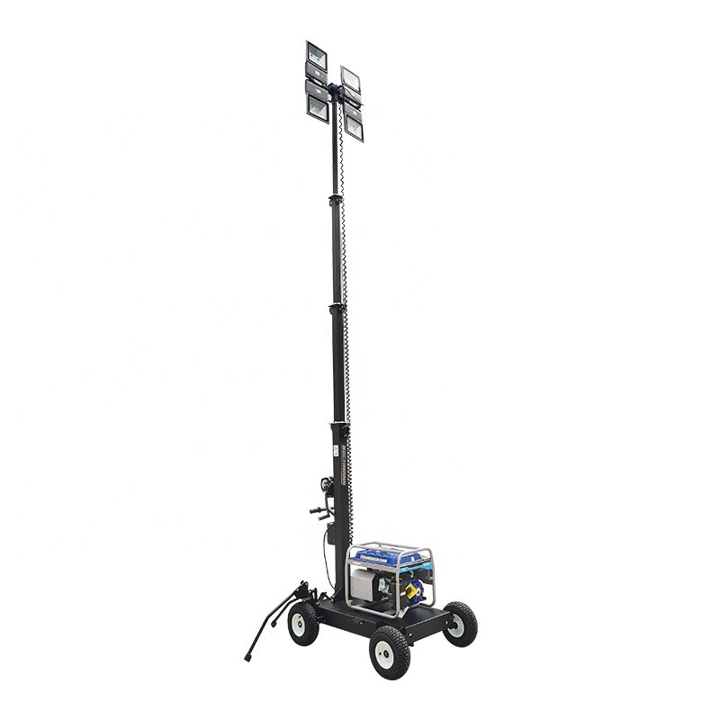 4.5m/ 5.5m  Hand Push Manual Light Tower With LED/ Metal Halide Lamp