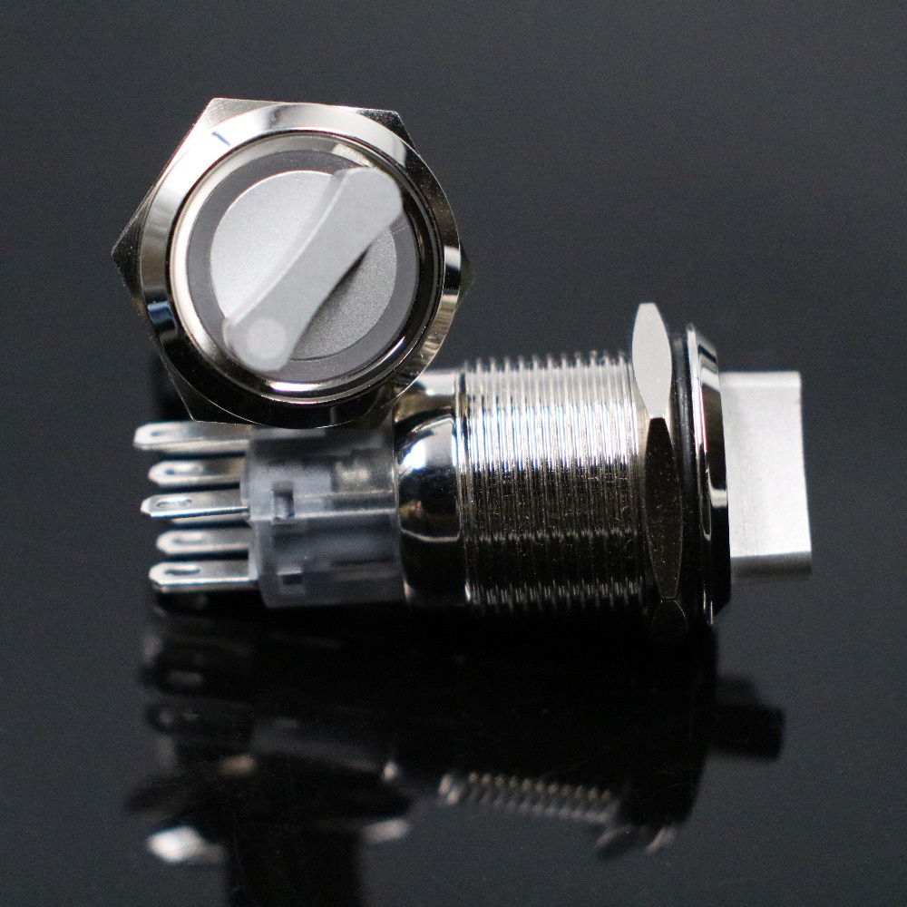 19mm LED Metal Selector Rotary Switch 2 3 Position push button switch 1no1nc 2no2nc dpst knob switch