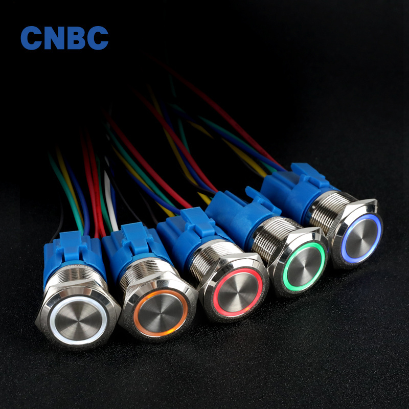 22mm diameter on off stainless steel 12v 24v momentary self-locking metal push button switch 220v with 5pins