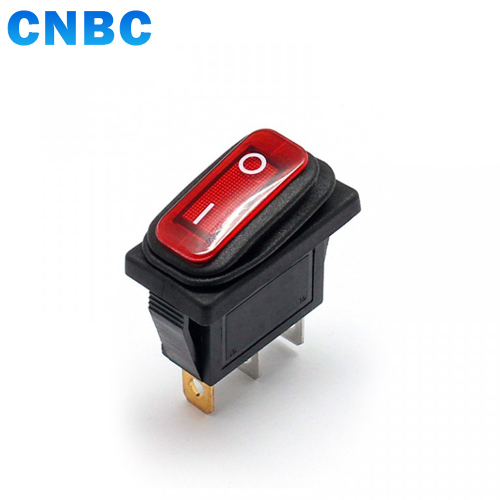 Waterproof kcd3  button illuminated  rocker switch  3 Pins ON OFF 20A 125V 16A 250V