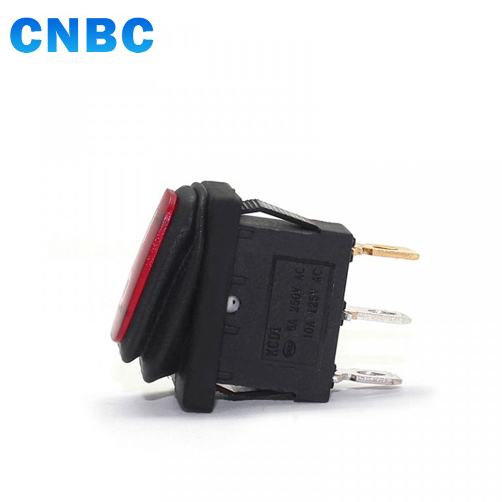 Waterproof kcd3  button illuminated  rocker switch  3 Pins ON OFF 20A 125V 16A 250V